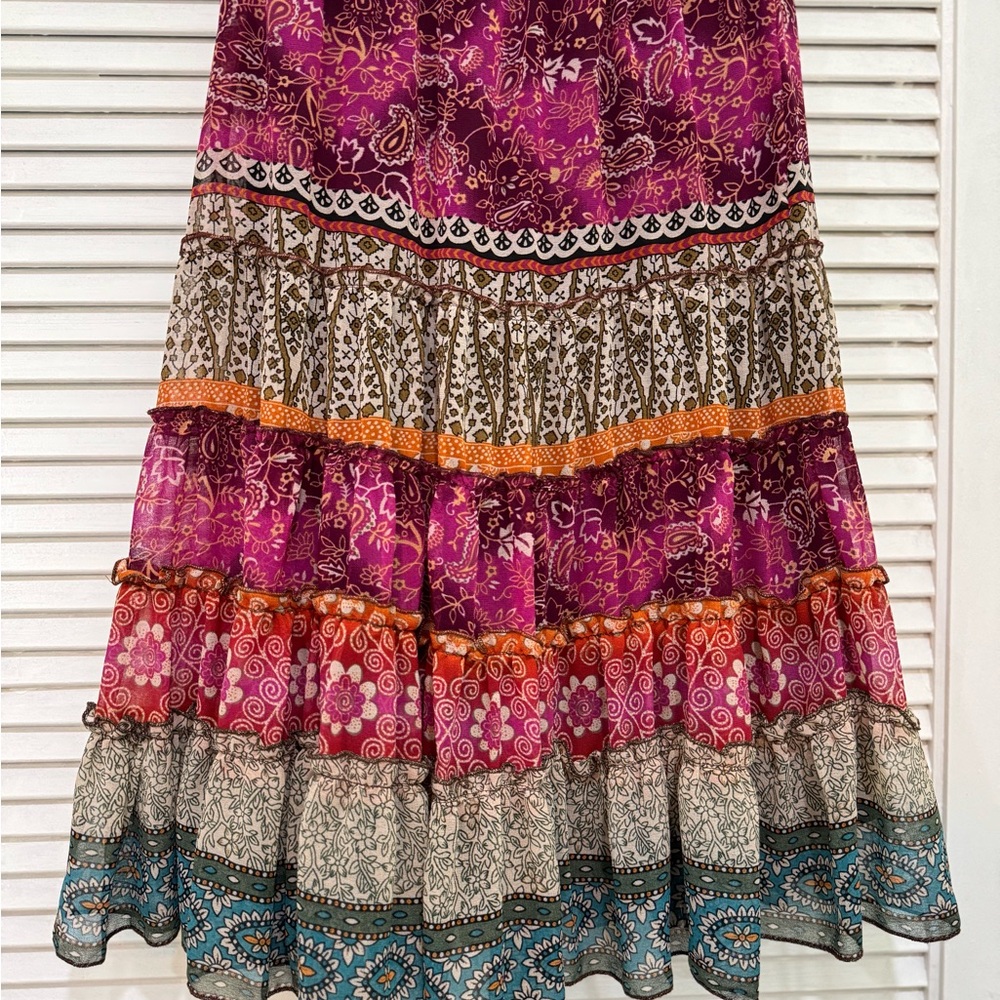 dressbarn Vibrant Purple and Orange Maxi Skirt